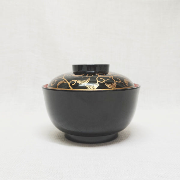 TA)耐熱4.2寸彩美煮物椀 黒に唐草内朱【19900023】 – 大阪漆器