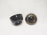 TA)耐熱4.2寸彩美煮物椀　黒に唐草内朱【19900023】